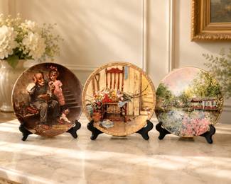 Norman Rockwell plate and 2 others