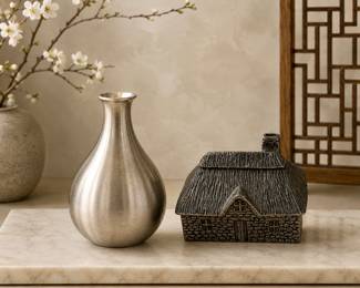 Pewter House and Vase