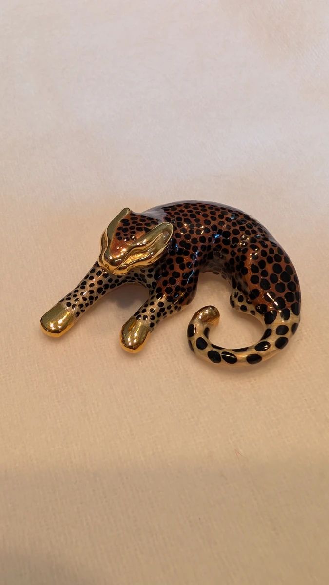 Leopard Multicolor Enamel 14k Yellow Gold Pendant