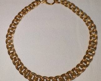 14 Karat Yellow Gold Italian Double Cable Link Necklace