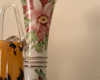Vintage Hand-Painted Floral Porcelain Vase Signed P. Lonnin