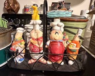 Tracy Flickinger "Masters of the Grill" Ceramic Condiment Set