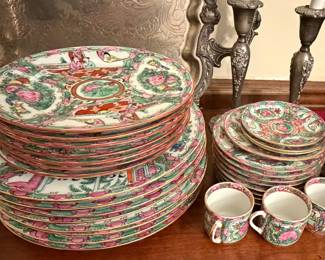Vintage Rose Medallion Porcelain Plates
