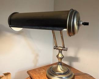 Vintage Underwriters Laboratories Brass Bankers Desk Lamp