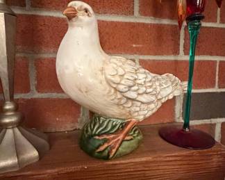 Vintage Ceramic Dove Figurine on Green Base