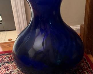 Vintage Cobalt Blue Hand-Blown Glass Vase