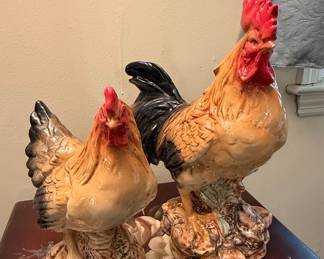 Vintage Homco Ceramic Rooster and Hen Figurines #1446
