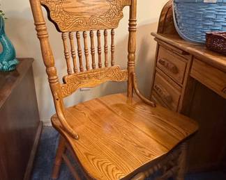 Vintage Oak Spindle Back Pressed-Back Dining Chair