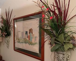 Wall Sconce and Faux Floral Arrangement