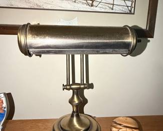 Vintage Underwriters Laboratories Brass Bankers Desk Lamp