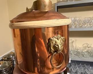 Vintage Coppercraft Guild Copper Ice Bucket with Lion Head Handles