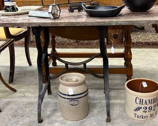 Industrial table with marble top