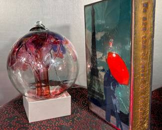 Handblown “witches” ball, wall art piece