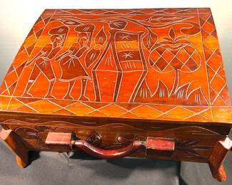 Hand carved wooden box
