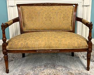 Antique brocade settee