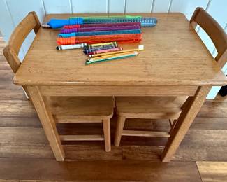 Children's Wooden Table and Chairs Set
