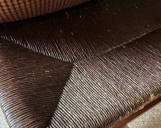 Wingback Chair and Ottoman with Woven Seat