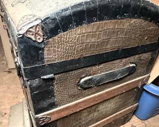 Victorian Crocodile Embossed Dome Top Trunk