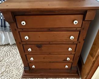 Pine Farmhouse Style Five-Drawer Chest