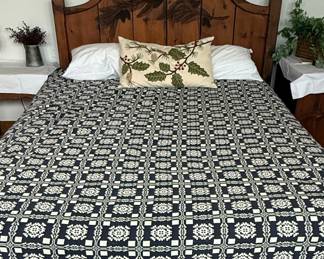 Rustic Pine Style Queen Headboard with Pinecone Carving