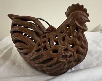 Cast Iron Rooster Lantern Basket