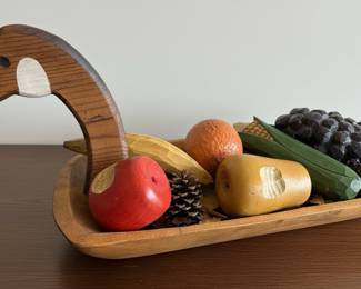 Folk Art Style Goose Dough Bowl with Fruit
