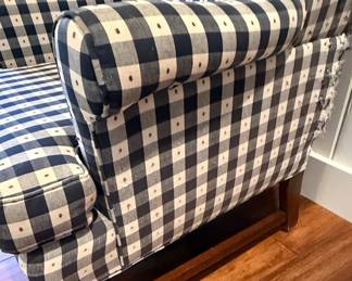 Navy and White Checkered Wingback Armchair