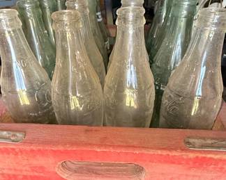 Vintage Coca-Cola Wood Crate and Glass Bottles