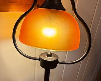 Art Nouveau Style Table Lamp with Amber Frosted Glass Shade