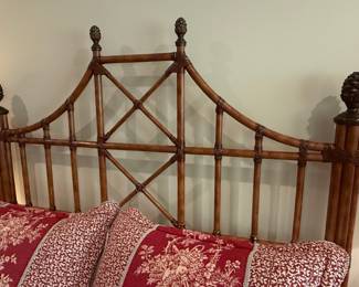 Bamboo Style Queen Bed Frame with Sherry Kline Comforter Set