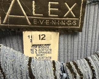 Alex Evenings Blue Textured Jacket and Black Skirt Set