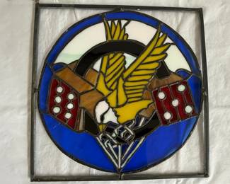 Stained Glass Eagle and Dice Panel