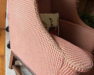 Wingback Chair and Ottoman with Woven Seat