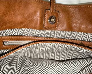 Straw and Faux Leather Hobo Style Handbag