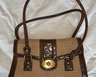 Strada Woven and Faux Croc Handbag