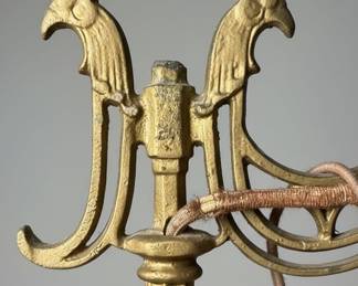 Art Deco Style Bridge Floor Lamp with Bird Motif