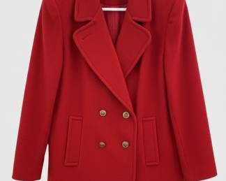 Talbots Red Wool Blend Pea Coat