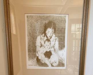Raphael Soyer Lithograph of Mother and Child