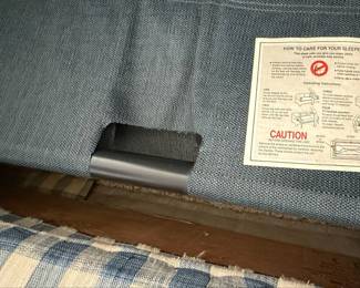 Haverty Furniture Company Blue Gingham Sleeper Sofa, Chair and Ottoman