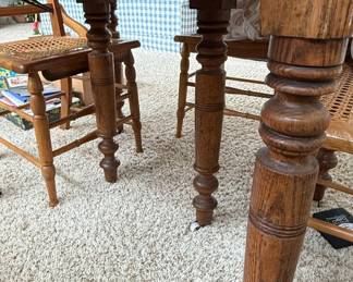 Oak Claw Foot Dining Table and Cane Seat Chair Set Style