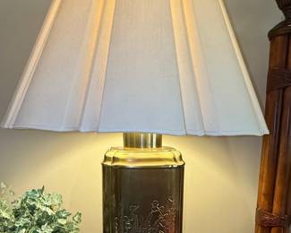 Chinoiserie Style Brass Tea Canister Table Lamp