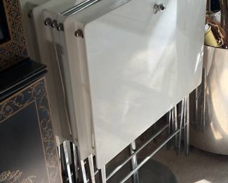 Charles Hollis Jones MCM lucite folding tables with stand