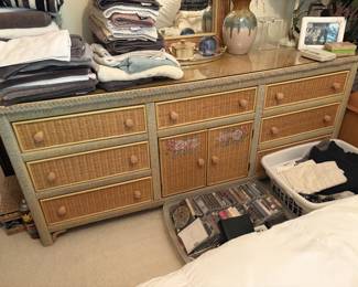 vintage wicker dresser