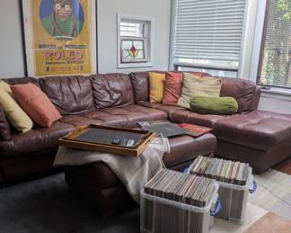Beautiful leather sectional - artwork not included