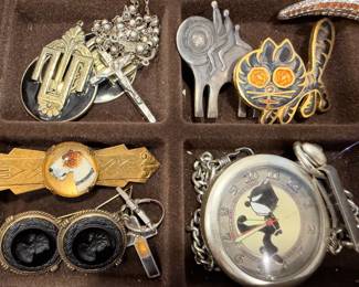 Vintage Costume Jewelry Felix the Cat Pocket Watch