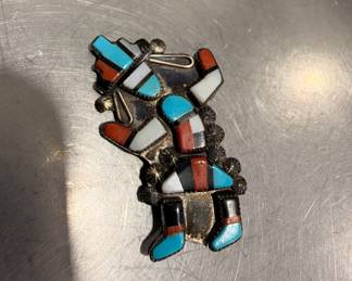 Native American Pin, Dancing Man Sterling