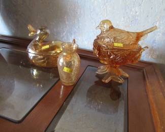 Amber colored glass figures