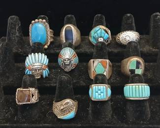 Beautiful Collection of men's Southwestern style Sterling Silver rings