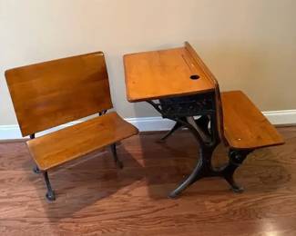 New Peabody School Desk  Extra Bench
