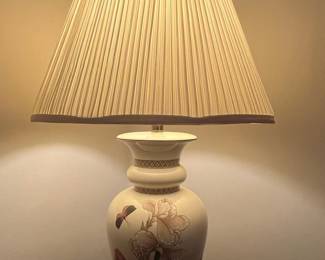 Vintage Chinoiserie Ginger Jar Table Lamp with Iris and Butterfly Motif